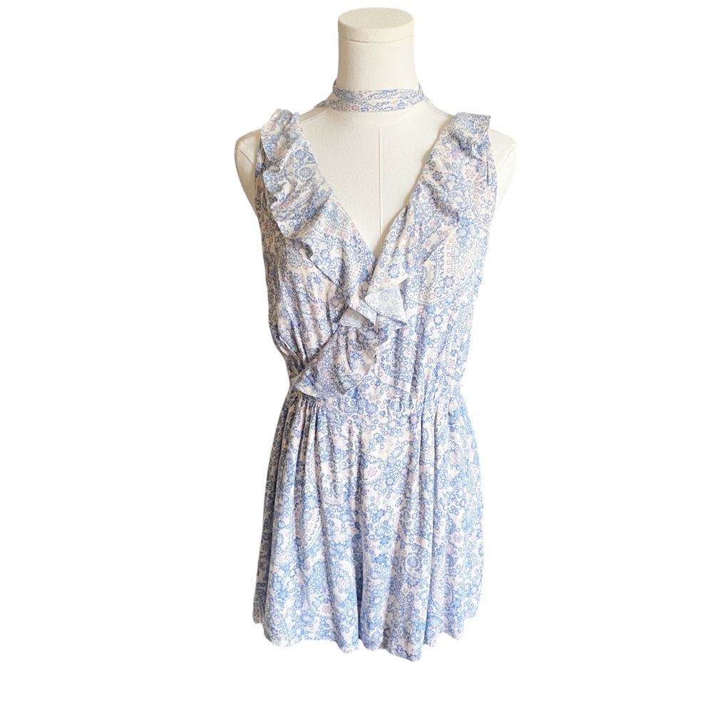 Free People Paisley Ruffle Strappy Back Romper
